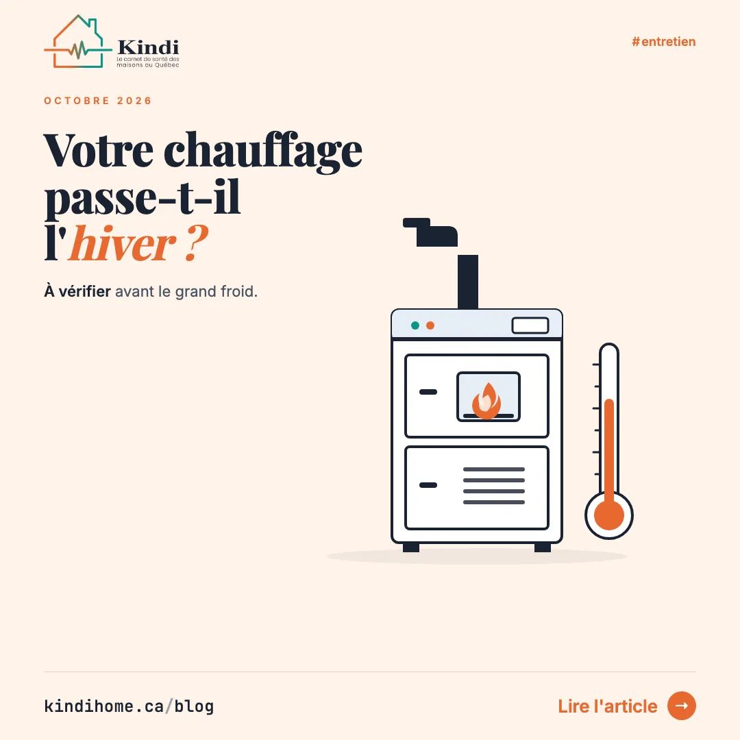 Carte Kindi sur l'entretien du chauffage, fournaise et thermopompe, avant l'hiver.